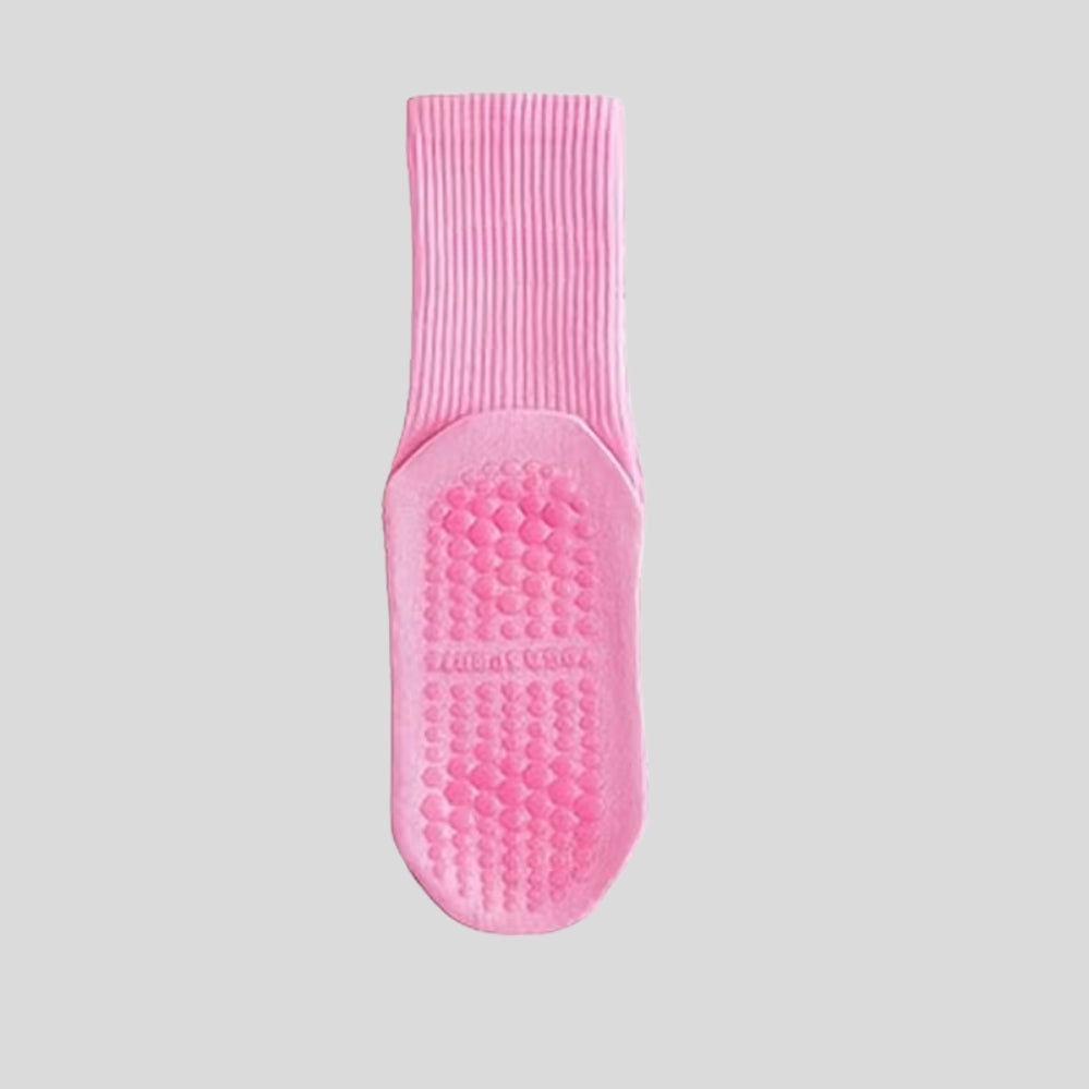 Lot de 3 paires chaussettes yoga femme mi-mollet – antidérapantes, respirantes, Pilates & fitness