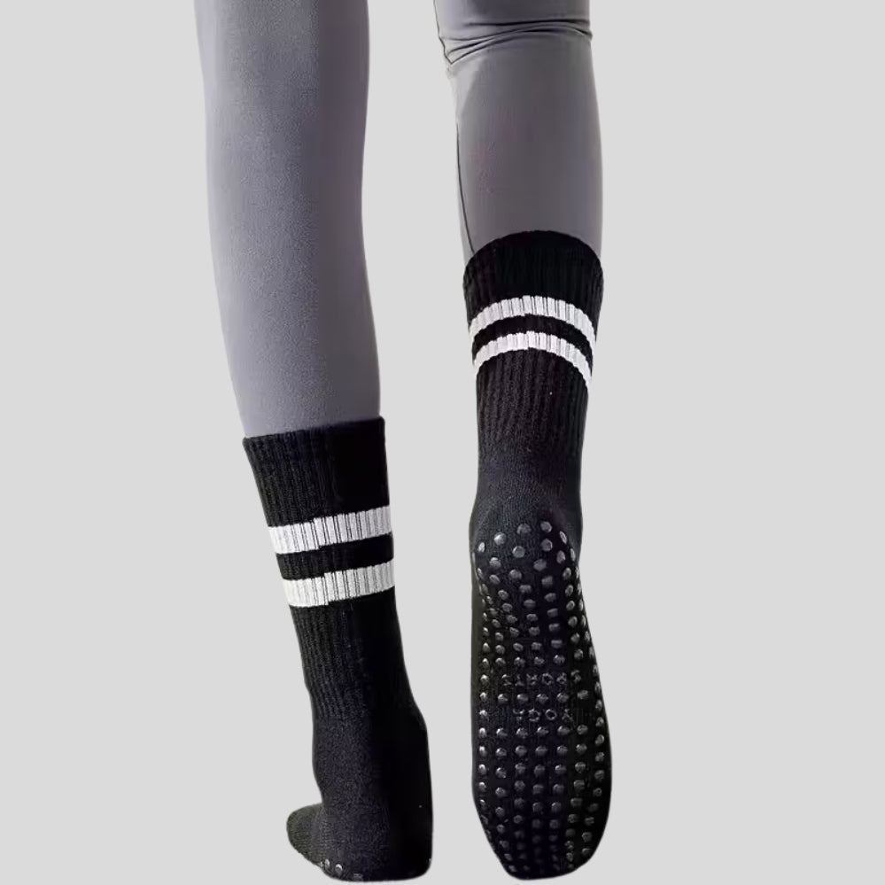Lot de 8 paires chaussettes yoga femme antidérapantes – intérieur & sport mi-mollet