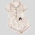 Pyjama femme ado à pois – ensemble short et manches courtes, tenue de nuit légère