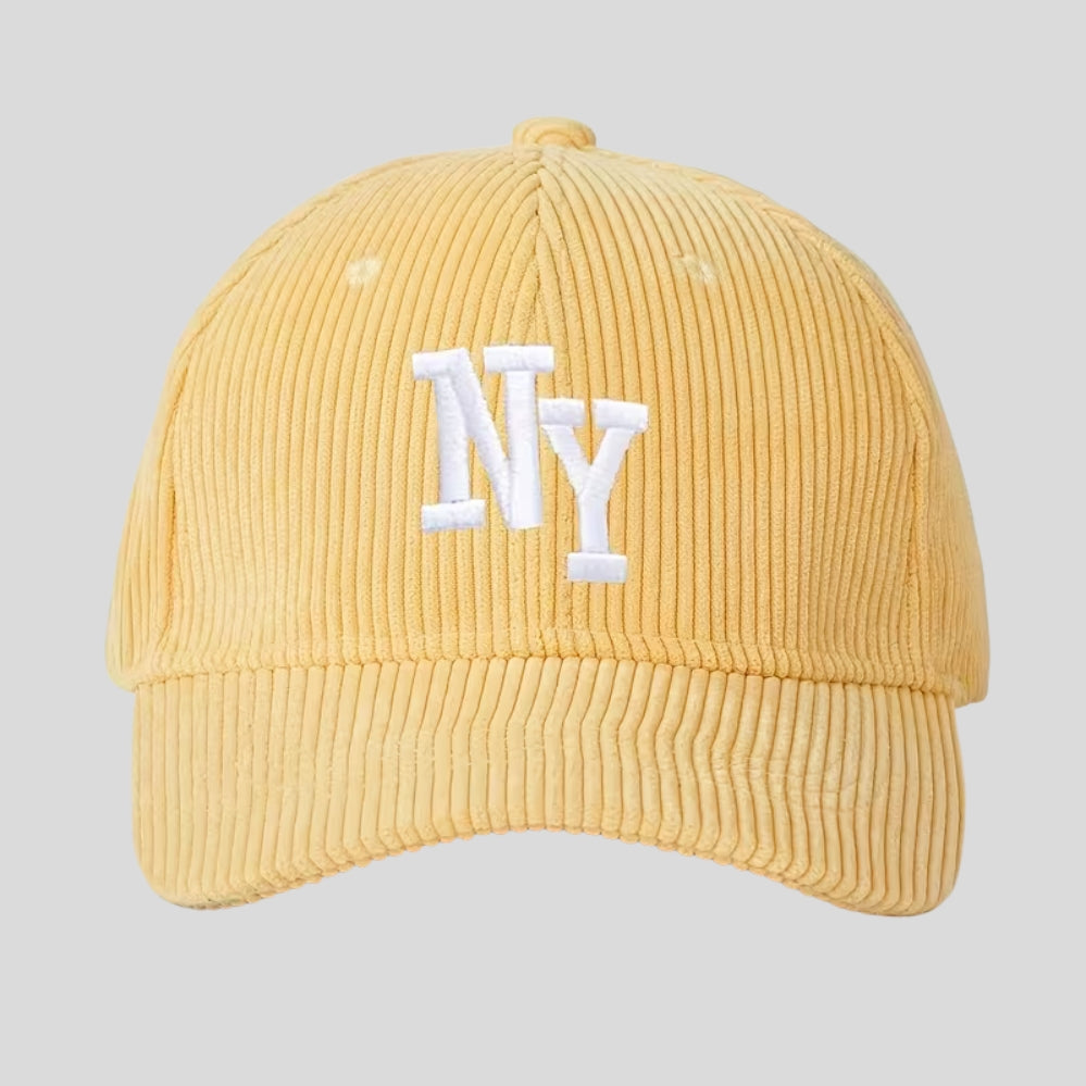Casquette baseball velours côtelé NY brodée – style Y2K, ajustable et respirante unisexe