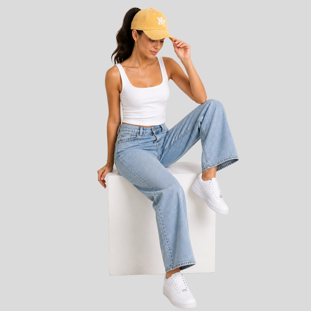 Casquette baseball velours côtelé NY brodée – style Y2K, ajustable et respirante unisexe