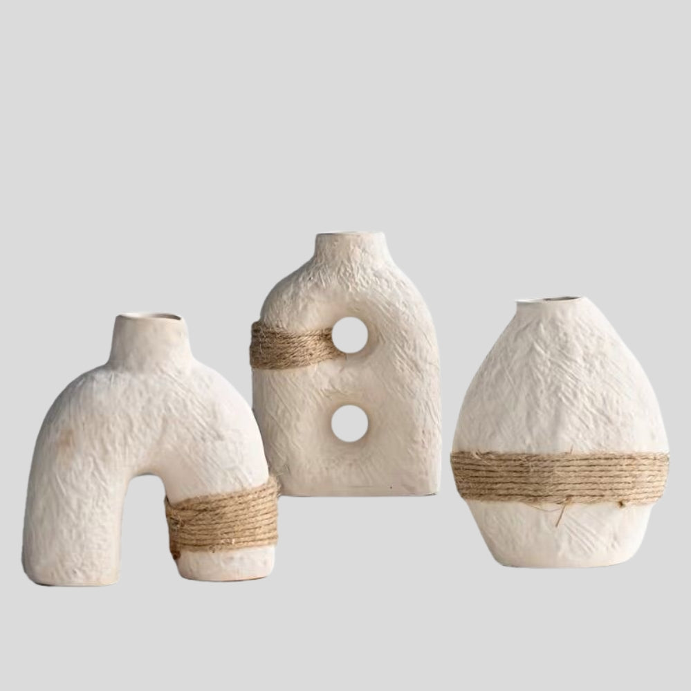 Vase Céramique Minimaliste avec Lanière – Décoration Élégante pour Maison et Salon