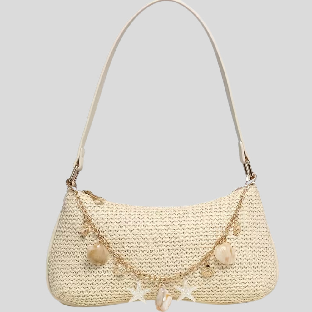 Sac bandoulière coquillage élégant – sac à main rétro minimaliste pour sorties et vacances