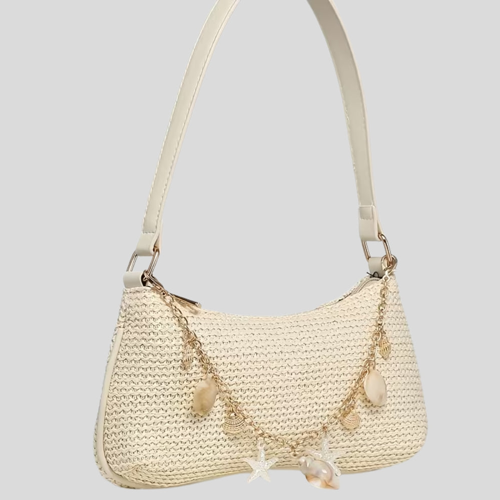 Sac bandoulière coquillage élégant – sac à main rétro minimaliste pour sorties et vacances