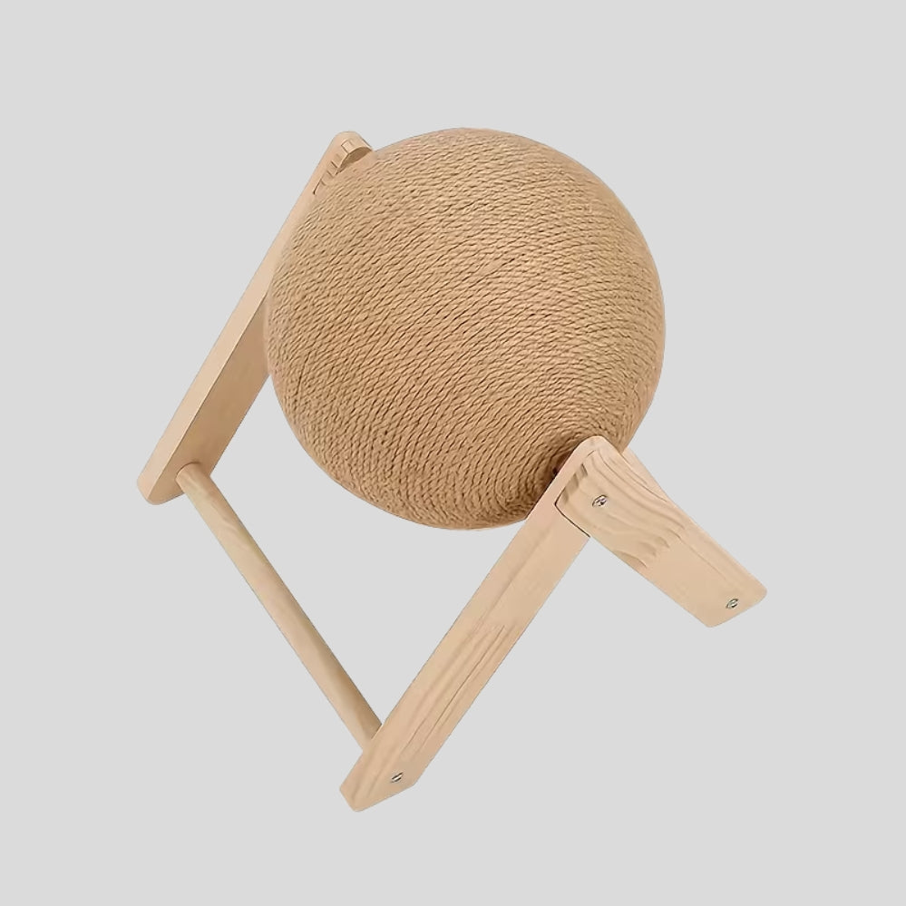 Balle rotative pour chat avec surface de grattage, base stable et jeu interactif sans pile pour stimuler et divertir votre compagnon