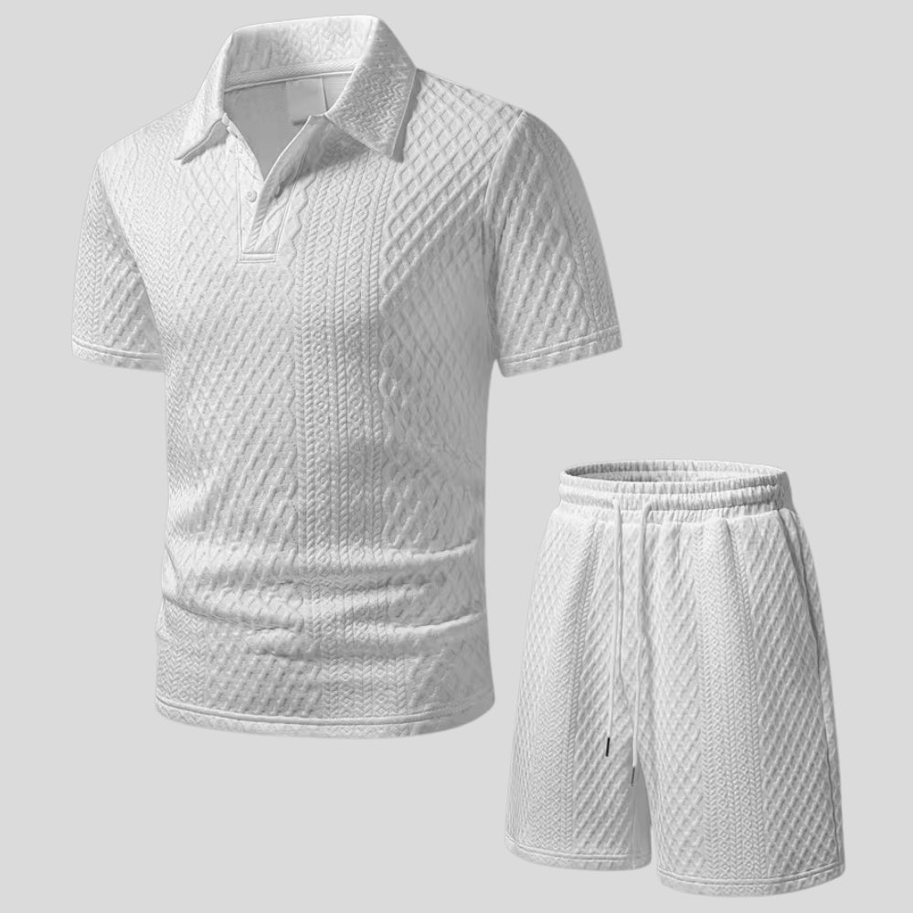 Ensemble homme 2 pièces été – chemise & short texture losanges, léger et respirant