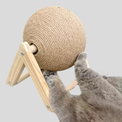 Rotating Cat Ball with Scratching Surface, Stable Base, and Battery-Free Interactive Play to Stimulate and Entertain Your Companion