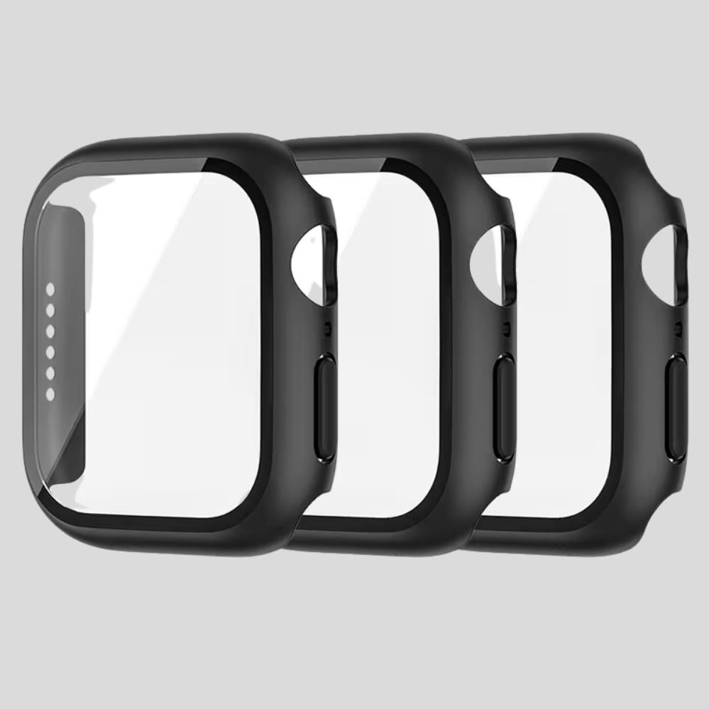 Lot 3 en 1 protection Apple Watch – verre trempé + coque PC antichoc (toutes séries)