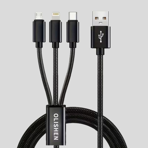 3-in-1 Fast Charging Cable – Braided Nylon, Multi-Length, Universal iPhone & Android
