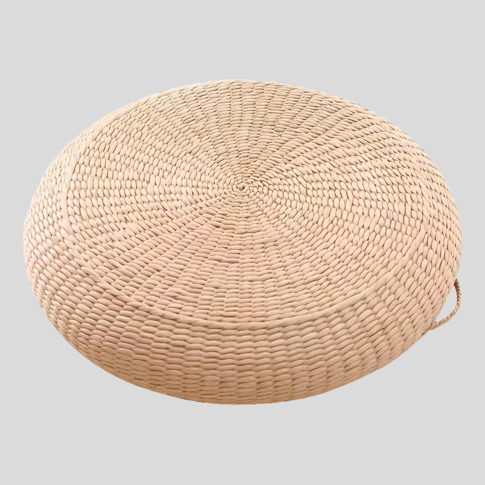 Coussin de méditation japonais rond en paille tressée à la main pour tatami et assise au sol