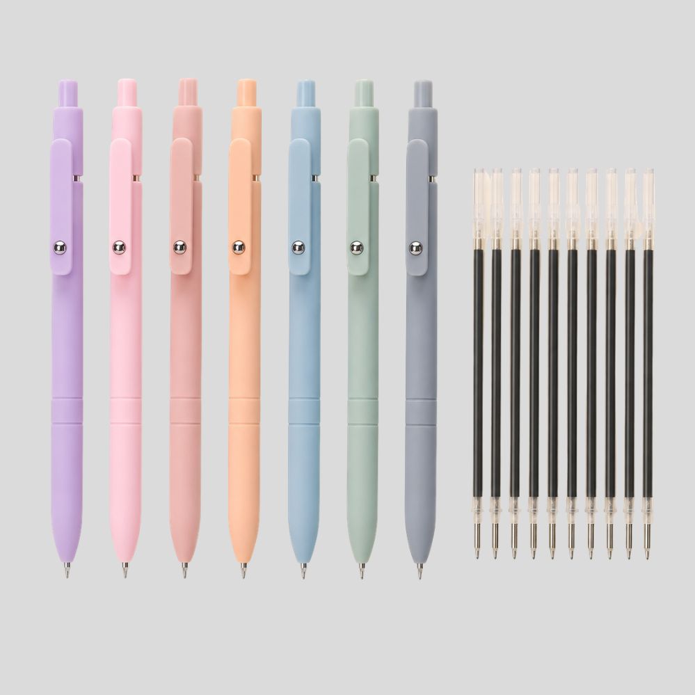 Ensemble de stylos gel avec 10 recharges à séchage rapide et pointe fine 0,5 mm pour bureau et papeterie élégante