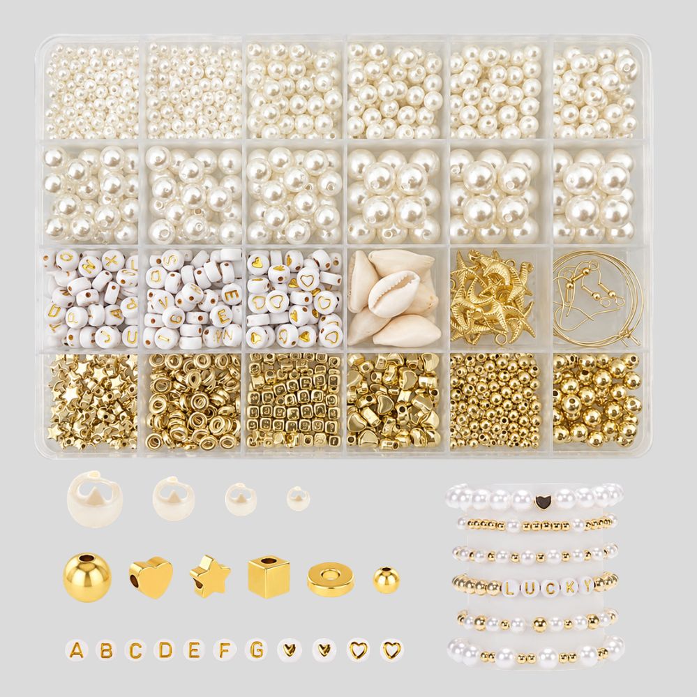 Kit bijoux DIY 630–1610 pcs – perles, lettres & accessoires bracelets et boucles d’oreilles