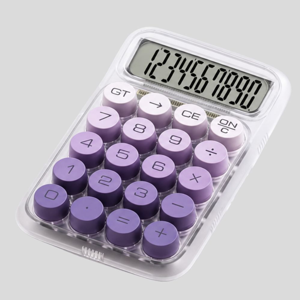 Calculatrice transparente High-V – design bonbon, portable bureau & étudiants