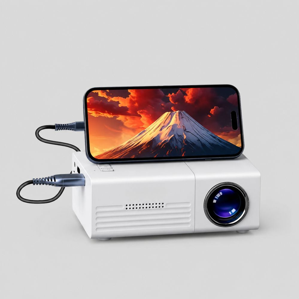 Portable mini projector – for outdoor use, 1080p support, compatible with smartphones, PS4, and USB