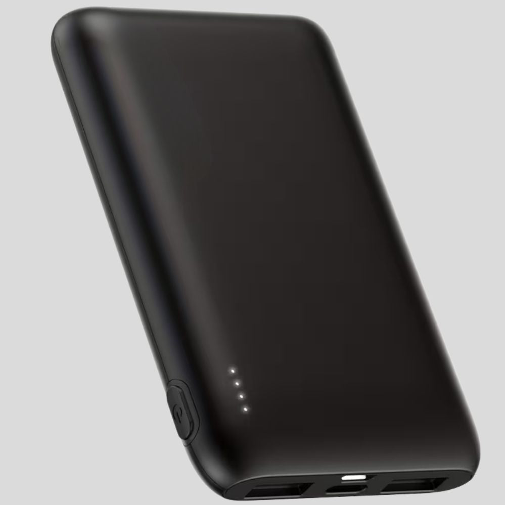 Batterie externe 5000mAh ultra fine – double USB, iPhone & Android, câble Type-C inclus