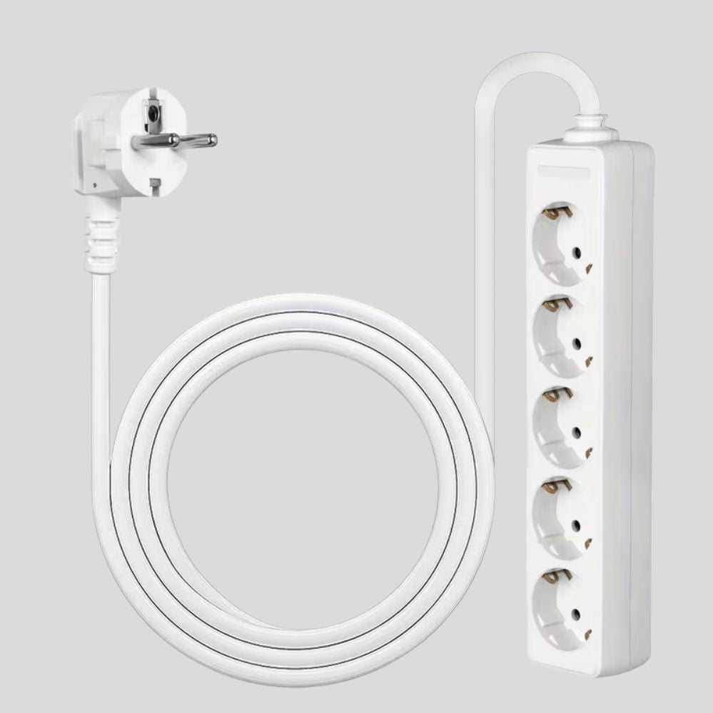 Multiprise 5 prises européenne 250V/16A – câble 1,4 m, usage maison & bureau