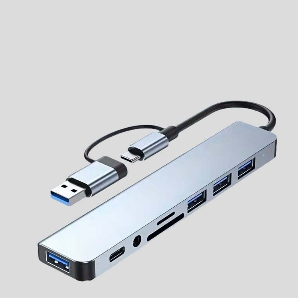 Hub 8-en-1 USB-C multifonction – USB 3.0, SD/TF, audio 3.5 mm & sortie vidéo