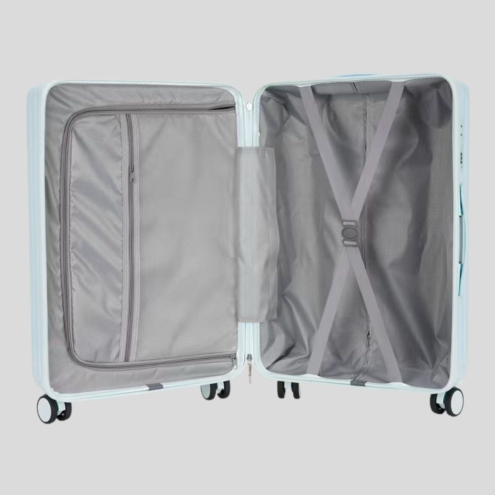 Valise cabine macaron à roulettes – porte-gobelet, cadenas, légère & silencieuse