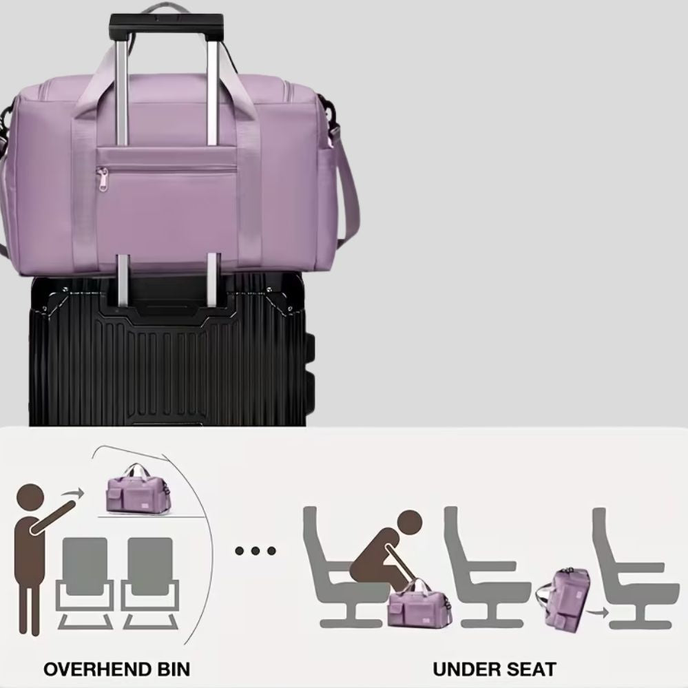 Sac de voyage grande capacité unisexe – nylon, week-end & sport, compartiment chaussures