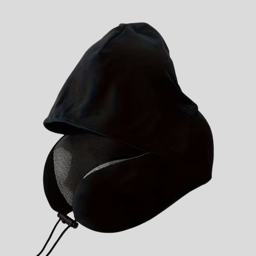 Oreiller de voyage ITECHJOY en U avec capuche – ajustable, soutien cou, lavable, voyage voiture