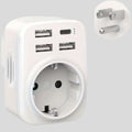 Adaptateur de voyage USA – Type B, 3 USB + 1 USB-C, charge rapide 3.4A