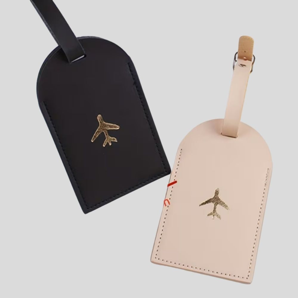 Lot de 2 étiquettes de bagage élégantes – imperméables, rouges & noires, voyage