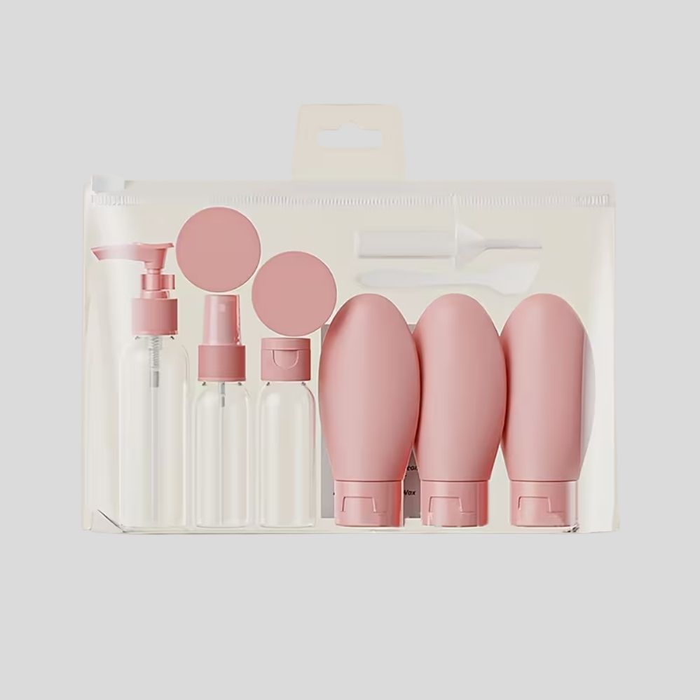 Kit voyage 11 pièces – flacons rechargeables pour shampoing & gel douche, portable