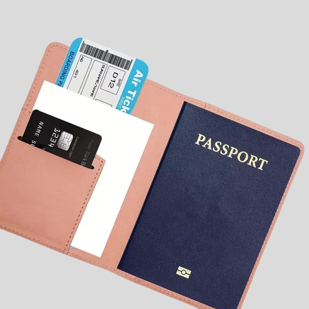 Portefeuille passeport RFID slim en similicuir – porte-cartes de voyage compact