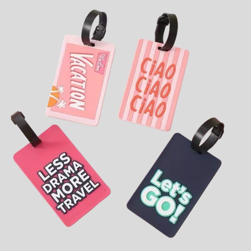 Étiquette de bagage silicone personnalisable – légère, résistante, nom & adresse
