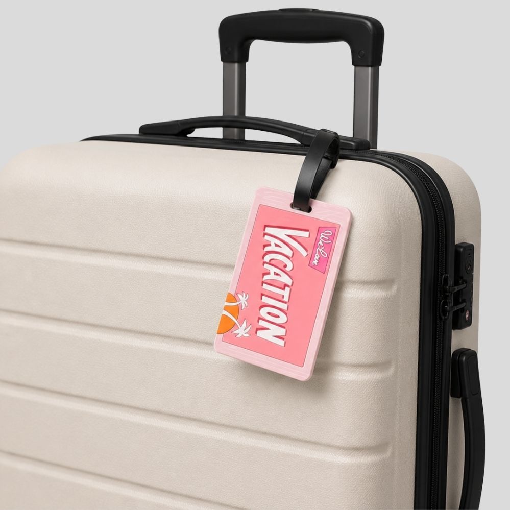 Étiquette de bagage silicone personnalisable – légère, résistante, nom & adresse