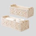 Panier de rangement nordique tressé à la main pour étagère, bureau ou salle de bain
