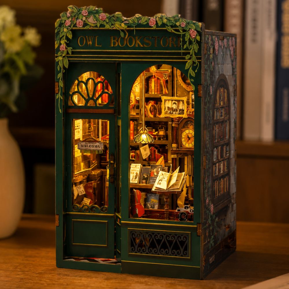 Kit puzzle bois 3D coin lecture – DIY décor étagère, maison miniature magique
