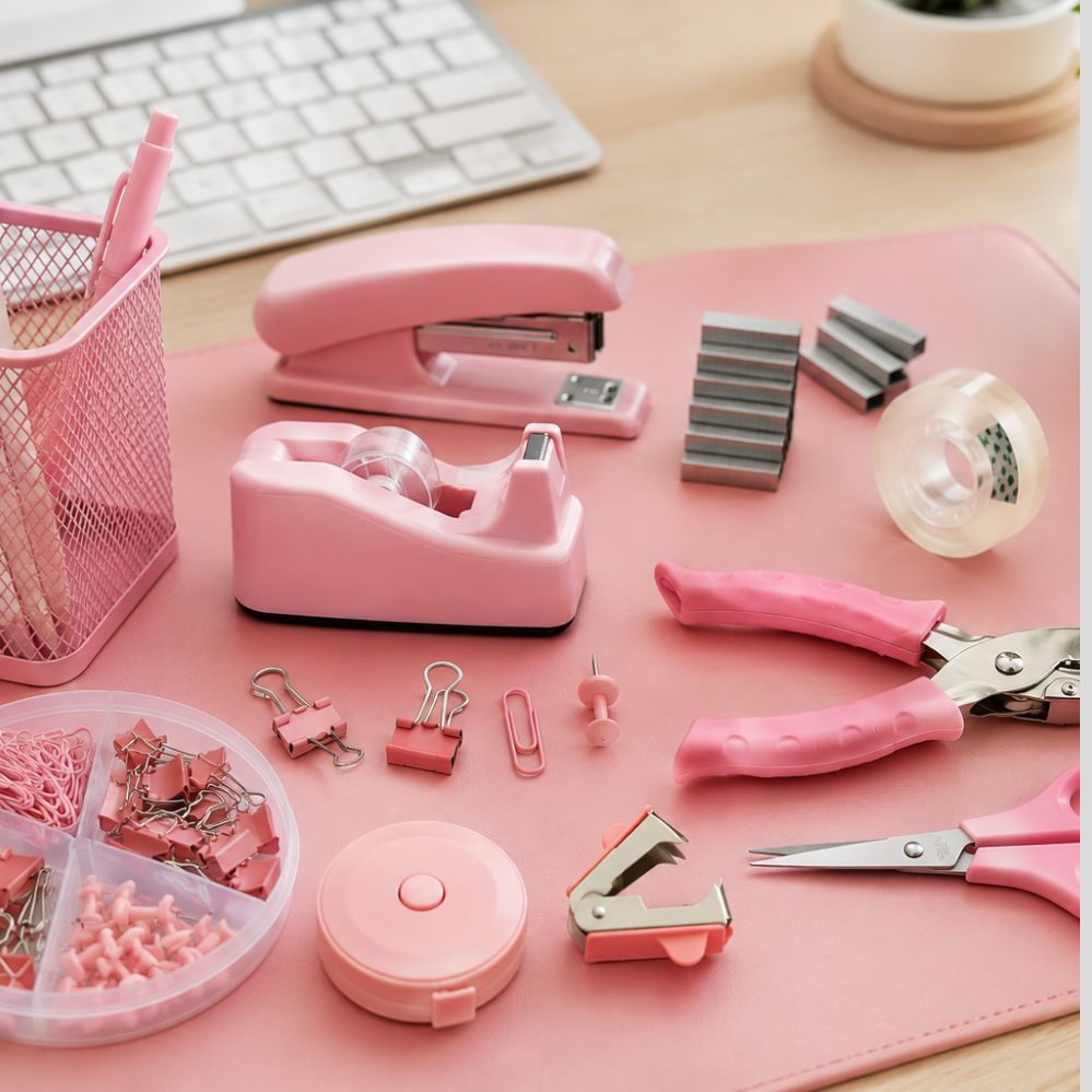 Kit papeterie 10-en-1 rentrée scolaire – porte-stylo, agrafeuse, perforatrice & accessoires