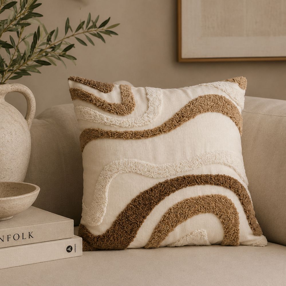 Housse de Coussin Bohème Géométrique Effet Marbré – Taie Décorative en Lin Mélangé pour Canapé et Chambre