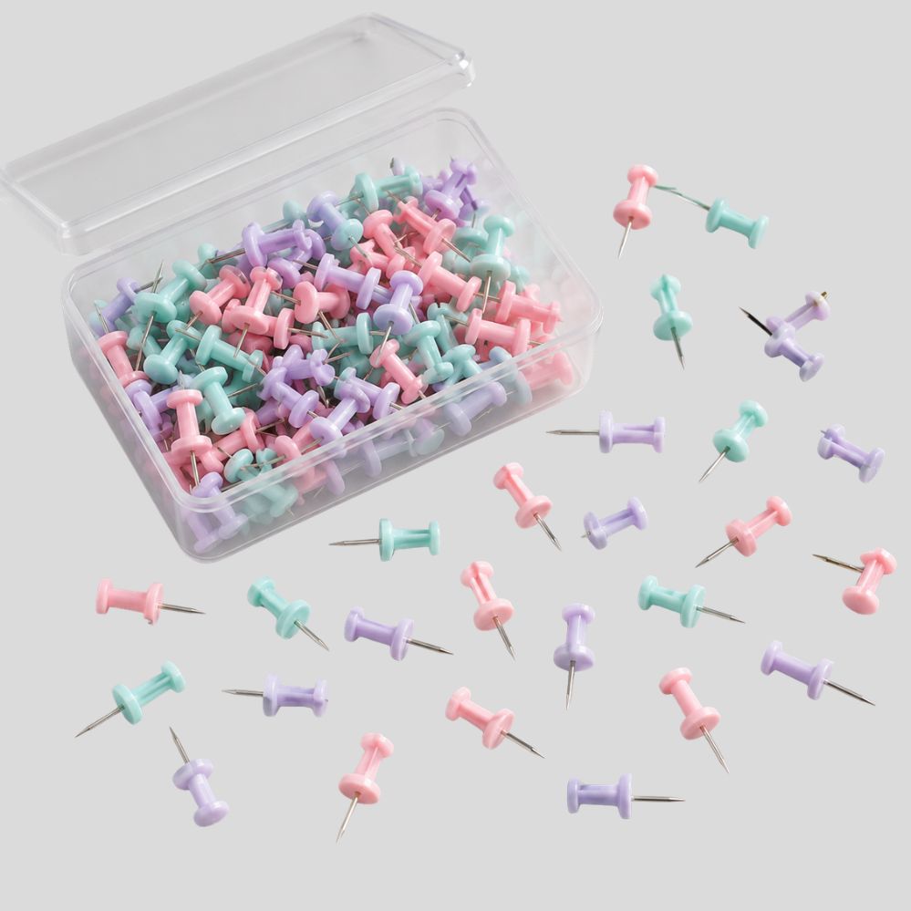 Pack of 100 colorful decorative pins - push pins for boards, photos & cork