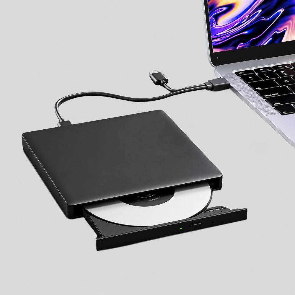 External CD/DVD drive – USB plug-and-play, portable, quiet playback and burning