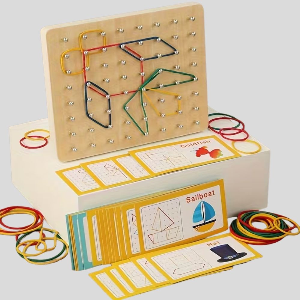 Planche Géométrique en Bois Éducative – Puzzle Mathématique et Jeu de Motricité pour Enfants