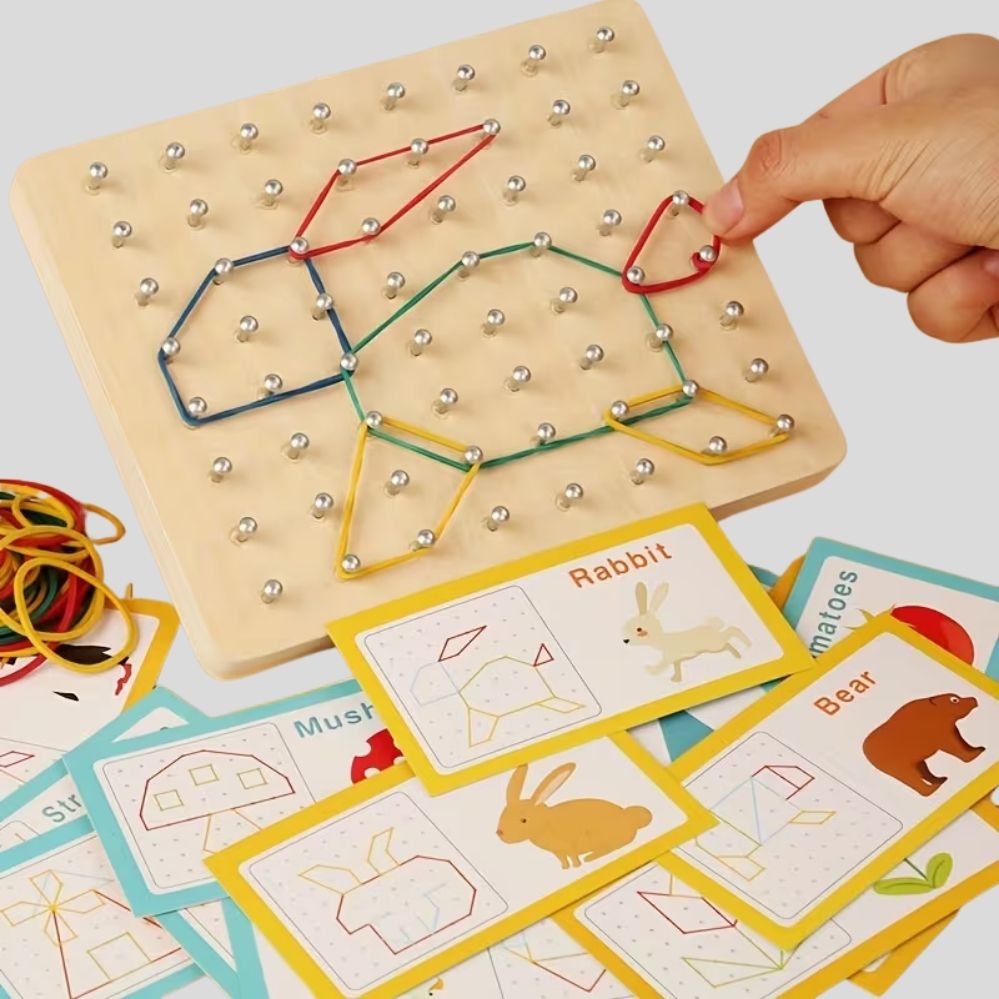Planche Géométrique en Bois Éducative – Puzzle Mathématique et Jeu de Motricité pour Enfants