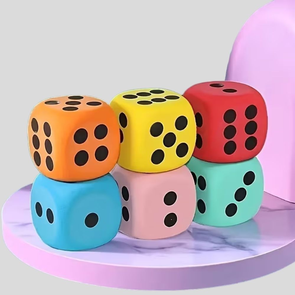 Lot de 4 Dés en Mousse Colorés – Jeux Éducatifs et Activités pour Enfants