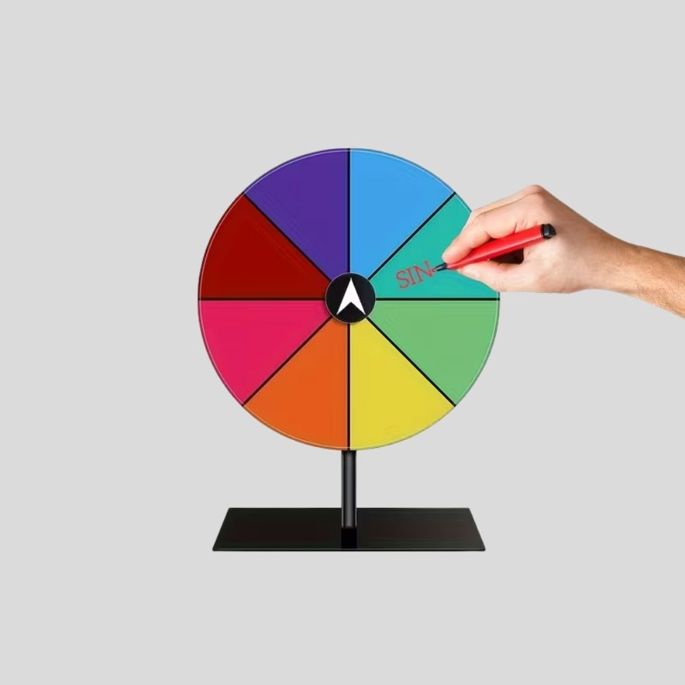 Jeu Rotatif Arc-en-Ciel en Acrylique – Roue Interactive Effaçable pour Jeux, Défis et Animations de Fête