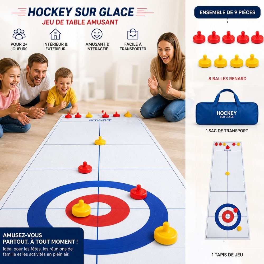 Jeu de Hockey de Table 9 Pièces avec Balle – Mini Jeu Multijoueur pour Famille et Fêtes