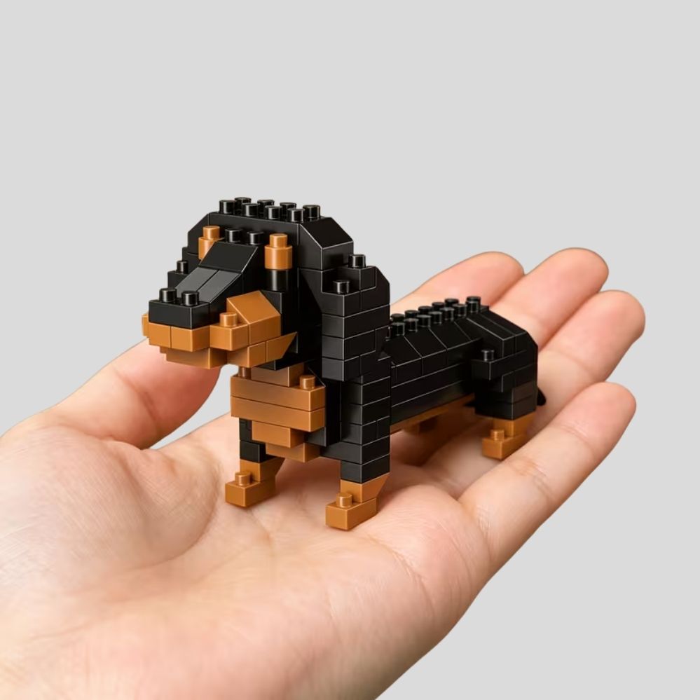 Bloc de Construction 3D Chien Teckel et Schnauzer – Jeu d’Assemblage et de Dextérité pour Enfants