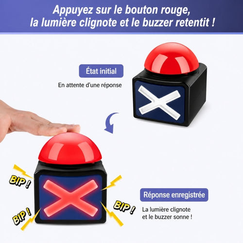 Light and Sound Buzzer for Quiz Games – Response Button for Parties and Classroom Activities