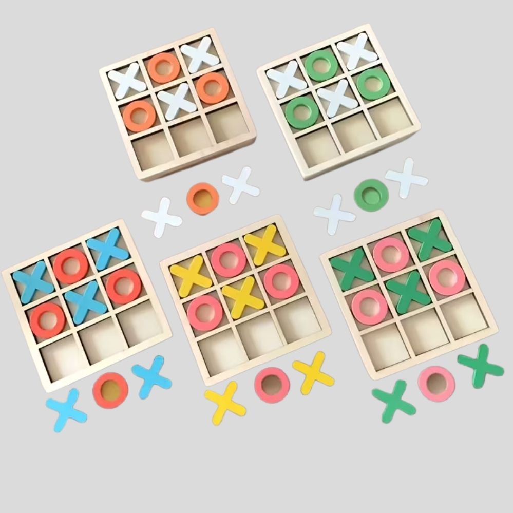 Jeu de Tic-Tac-Toe en Bois pour Enfants – Jeu de Logique et Stratégie Éducatif