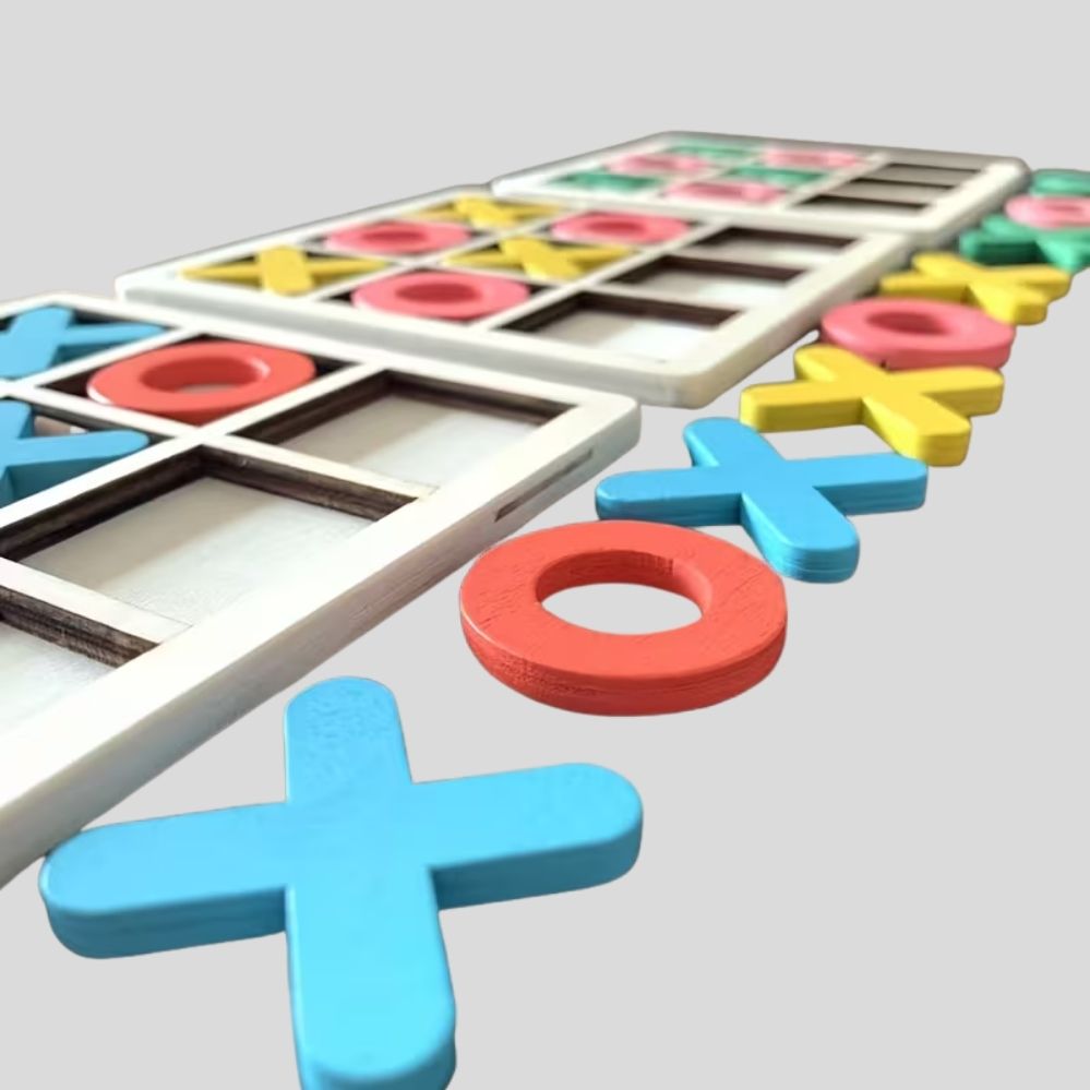 Jeu de Tic-Tac-Toe en Bois pour Enfants – Jeu de Logique et Stratégie Éducatif