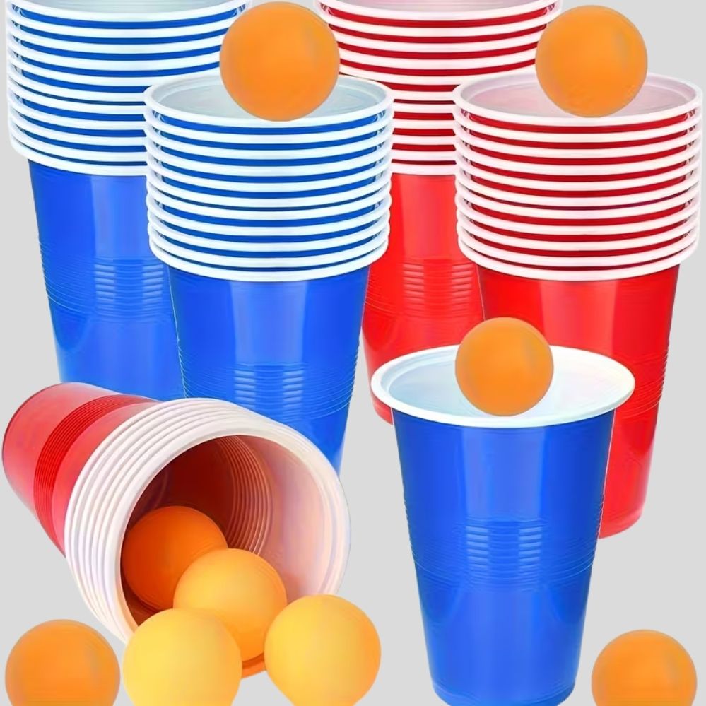 Ensemble de Ping-Pong Party 24 Pièces avec Gobelets et Balles – Jeu de Fête pour Soirées et Anniversaires