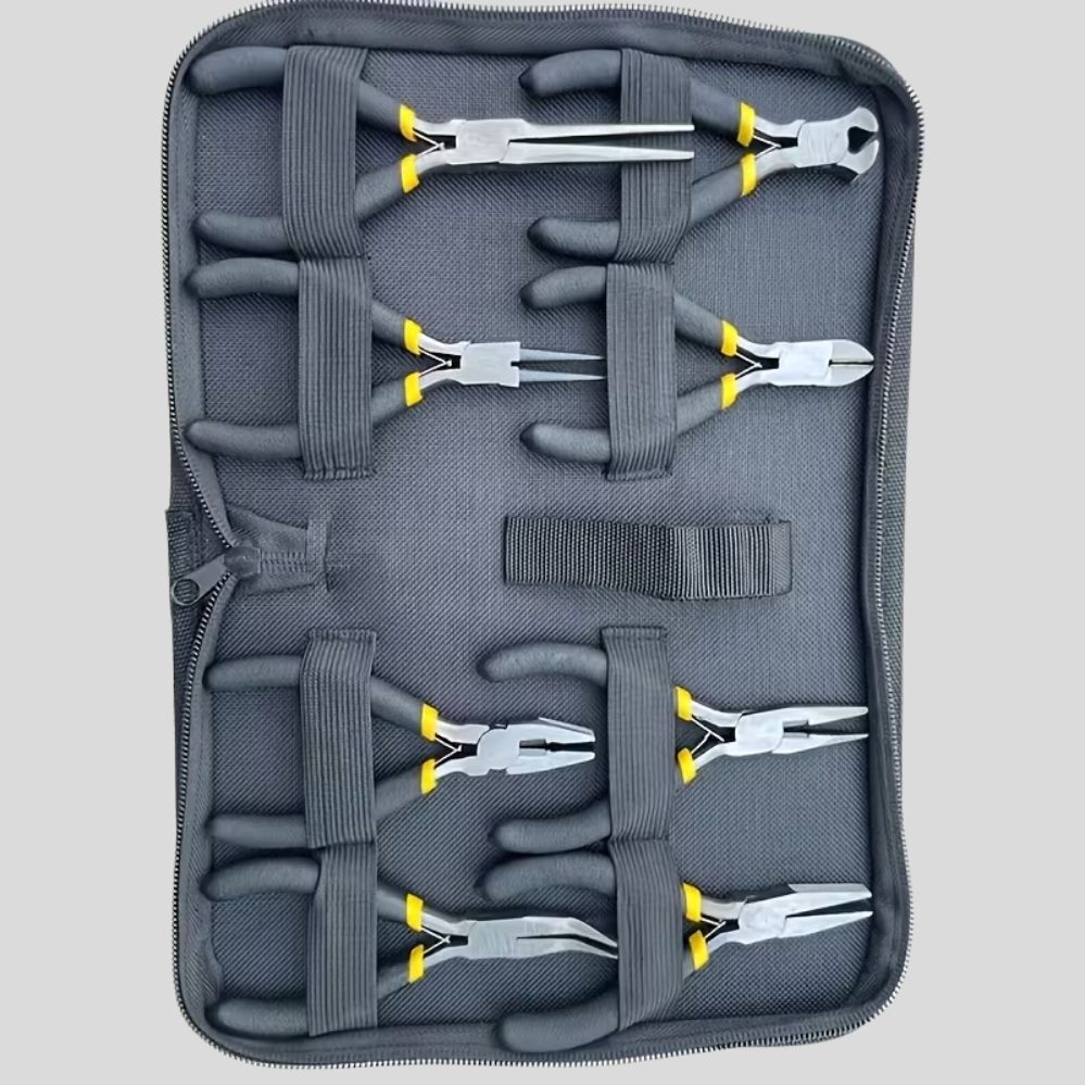 Set de pinces acier multi-formes – bec oblique, courbé, plat & coupe, outils bricolage