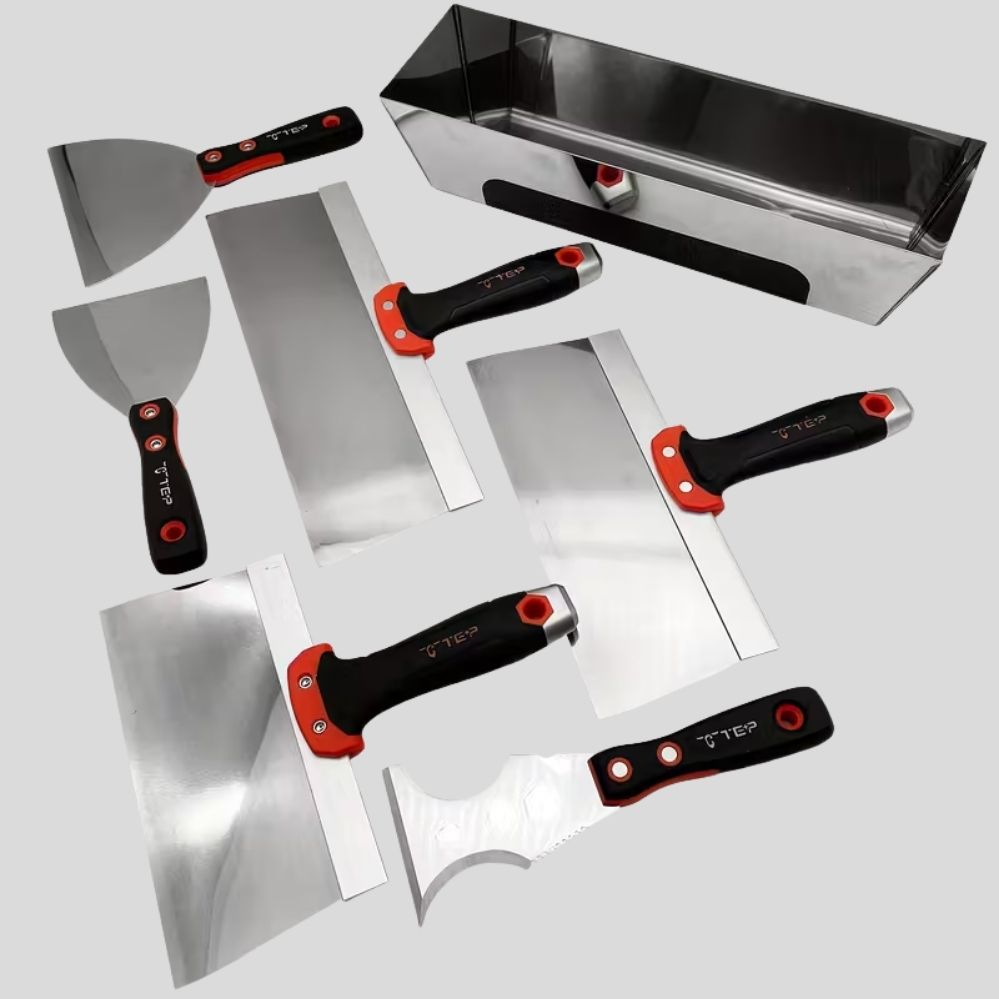 Set de 7 spatules et couteaux à mastic – rénovation, ciment & travaux de finition