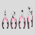 Kit 4 pinces + marteau à griffes 16oz – outils bricolage rose