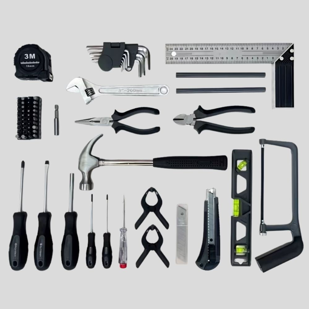 Kit outils débutant 79 pièces – marteau, tournevis de précision, pinces & clés Allen